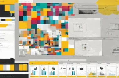 Tela de computador dividida mostrando gráficos do PowerBI Desktop à esquerda e gráficos integrados PowerBI Embedded à direita.